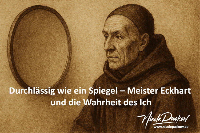 Meister Eckhart sitzt vor einem Spiegel